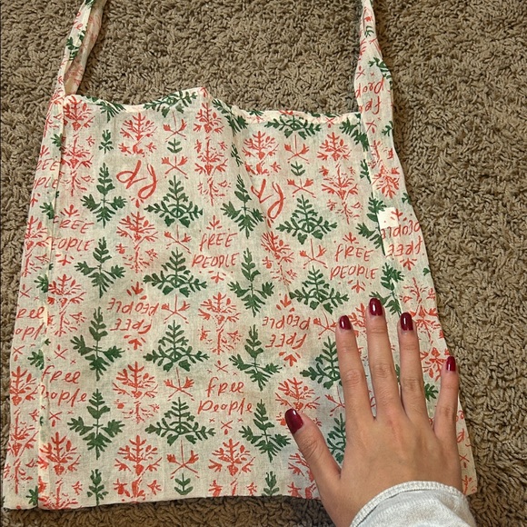 Free People Red and Green Patterned Tote christmas bag - Picture 2 of 4
